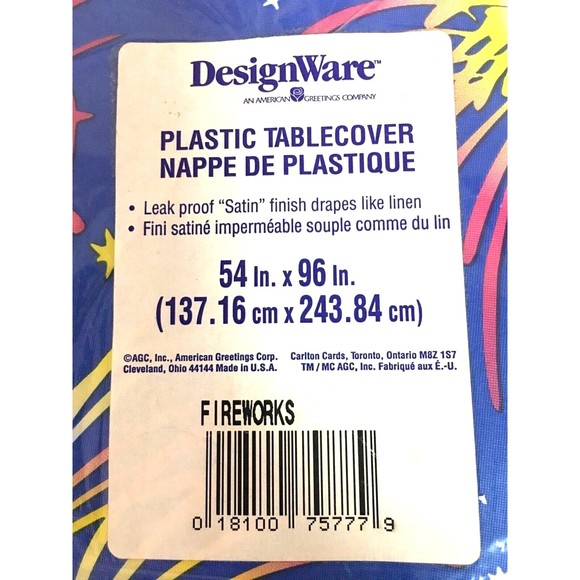 Vintage 90’s Fireworks Plastic Table Cover 54x96 DesignWorks American Greatings - Picture 2 of 4